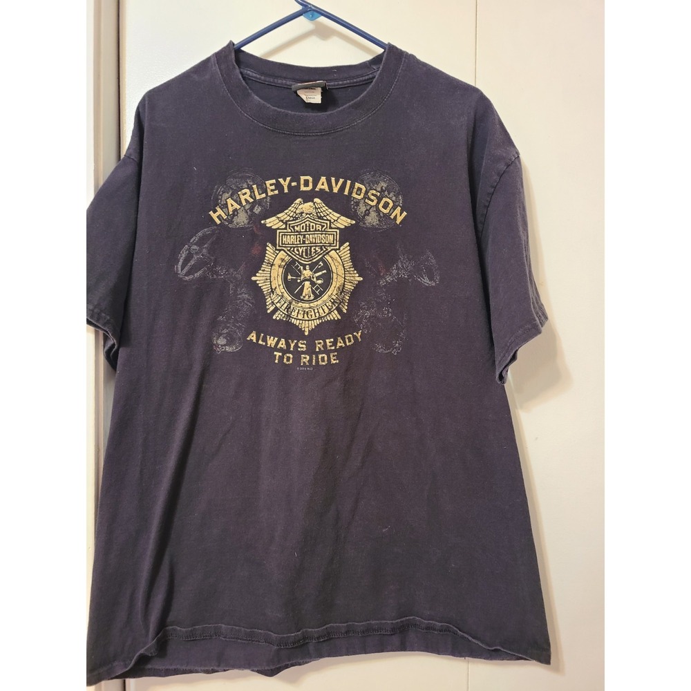 Harley-Davidson Firefighter Edition Faded Black T-shirt. Michigan City Size XL